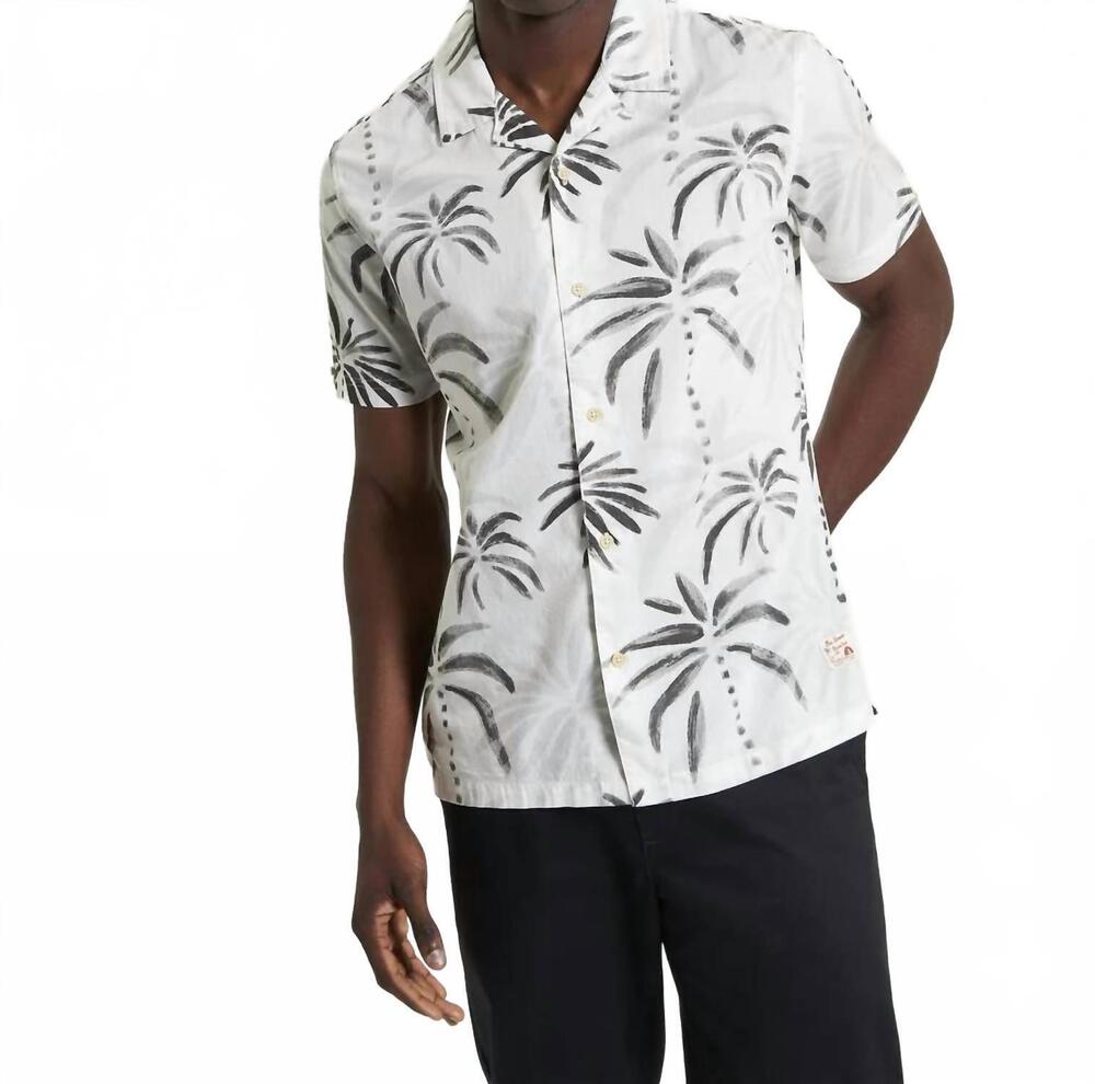 NEW BEN SHERMAN palm print shirt in snow white